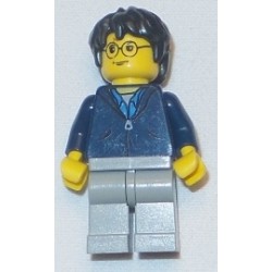 LEGO hp033 Harry Potter, Dark Blue Jacket Torso, Light Gray Legs (2002)