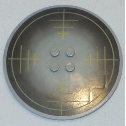6177px2 Tile 8 x 8 Round with 2 x 2 Center Studs with Black and Yellow Reticle Pattern