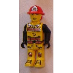 LEGO x272cx28 Creator Figure Fireman with Black Arms and Red Helmet with 07 Pattern