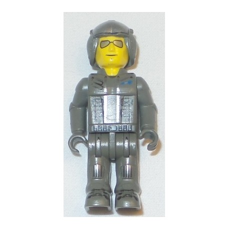 LEGO x272cx23 Creator Figure Helicopter Pilot Male with DkGray Overalls, DkGray Helmet, and Silver Sunglasses