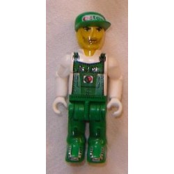 LEGO x272cx27 Creator Figure Mechanic with Green Overalls and Green Cap with Octan Logo Pattern