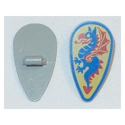 LEGO 2586p4c Minifig Accessory Shield Ovoid with Blue Dragon Pattern (770p4c)