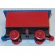 LEGO 3443c04 Train Battery Box Car (Complete Assembly) with Black Base and Red Wheels and blue Roof 6 x 14