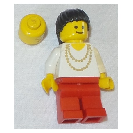 LEGO trn077 Necklace Gold - Red Legs, Black Ponytail Hair (with 3626ap01)