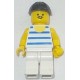 LEGO par026 Horizontal BlueWhite Stripes, White Legs, Black Construction Helmet