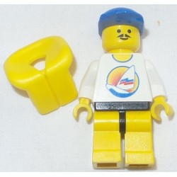 LEGO par051 Surfboard on Ocean - Yellow Legs, Blue Cap, Life Jacket