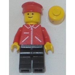 LEGO jred014 Jacket Red with Zipper - Red Arms - Black Legs, Red Hat