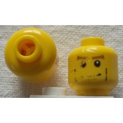 LEGO 3626bpx289 Minifig Head with Thick Brown Eyebrows, Smirking Face, and White Pupils Pattern