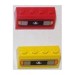 LEGO 3037px1U Slope Brick 45 2 x 4 with Headlights Pattern and Black Lines Pattern