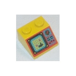 LEGO 3039px26 Slope Brick 45 2 x 2 with Yellow Grid, Shark, and Controls Pattern