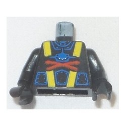 LEGO 973px201 Minifig Torso with Diver Suit, Blue Shark and Red 'X' Pattern (with Black Hands)