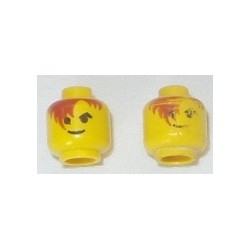 LEGO 3626bp7a Minifig Head with Brown Hair over Eye and Black Eyebrows Pattern