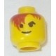 LEGO 3626bp7a Minifig Head with Brown Hair over Eye and Black Eyebrows Pattern