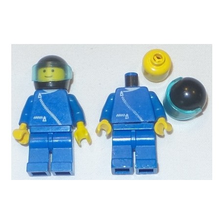 LEGO zip024 Jacket with Zipper - Blue, Blue Legs, Black Helmet, Trans-Light Blue Visor (3626bp01)
