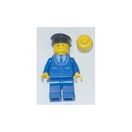 LEGO trn093 Suit with 3 Buttons Blue - Blue Legs, Black Hat (3626ap01)