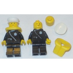 LEGO cop030 Police - Zipper with Badge, Black Legs, White Hat, Life Jacket