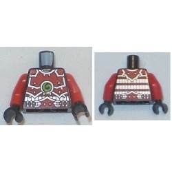 LEGO 973bd1372c01 Torso Armor and Silver Belt with Lime Swirl Medallion Print, Red Arms, Black Hands