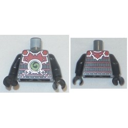 LEGO 973pb1349c01 Torso Armour, Red with Lime Swirl Medallion Print, Black Arms and Hands