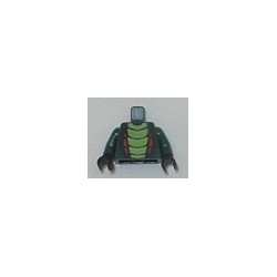 LEGO 973bd1191c01 Torso Snake with Lime and Red Scales Print (Acidicus), Dark Green Arms, Black Hands