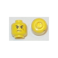 LEGO 3626cbd1047 Minifig Head Kai, Stern Eyebrows, White Pupils, Frown, Scar Across Left Eye, No Chin Dimple Print [Hollow Stud]