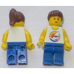 LEGO par062 Surfboard on Ocean - Blue Legs, Reddish Brown Ponytail Hair