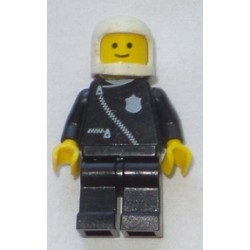 LEGO cop003 Police - Zipper with Badge, Black Legs, White Classic Helmet, 3626ap01
