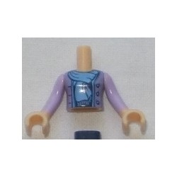 LEGO 92456pb033c01 Minidoll Torso Girl Medium Lavender Jacket, Bright Light Blue Scarf Print, Medium Lavender Sleeves