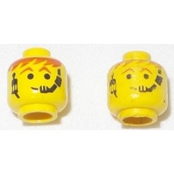 LEGO 3626bp69 Minifig Head with Headset over Brown Hair and Eyebrows Pattern