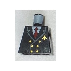 LEGO 973px497 Minifig Torso with Six Button Suit, Red Tie, and Airplane Pattern (without Arms and Hands)