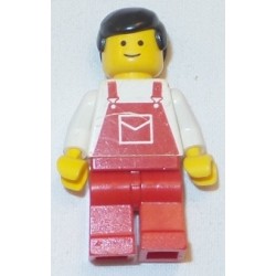 LEGO ovr010 Overalls Red with Pocket, Red Legs, Black Male Hair