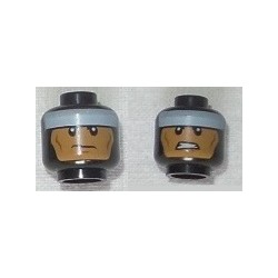 LEGO 3626cbd1273 Minifig Head Batman, Balaclava, White Stripe on Forehead, Cheek Lines, Smirk / Clenched Teeth Print