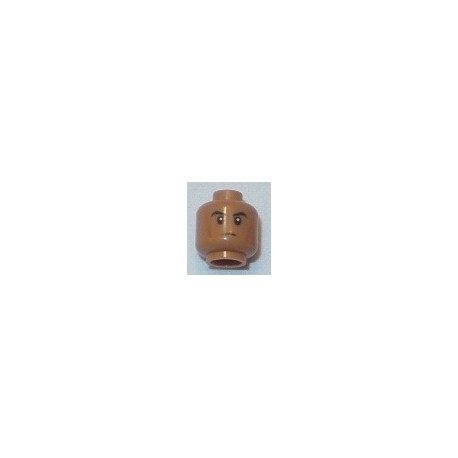 LEGO 3626cbd1353 Minifig Head ACU Trooper / Naboo Guard, Eyebrows, Cheek Lines, Chin Dimple, White Pupils Print [Hollow Stud]