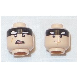 LEGO 3626cbd1695 Minifig Head Batman, Black Stripe on Forehead, Stern / Open Mouth Angry Print