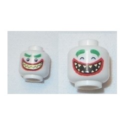 LEGO 3626cbd1744 Minifig Head Joker, Green Eyebrows, Red Lips, Sharp Teeth, Wide Clenched Grin / Wide Open Mouth Grin Print