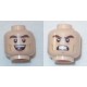 LEGO 3626cbd1731 Minifig Head Kite Man, Dual Sided Thick Dark Brown Eyebrows, Cheek Lines, Open Mouth Smile / Teeth Angry Print