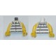 LEGO 973bd0987c01 Minifig Torso Prison Shirt with Stripes and Torn Sleeves Print, Yellow Arms and Hands