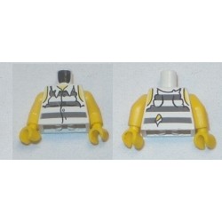 LEGO 973bd0987c01 Minifig Torso Prison Shirt with Stripes and Torn Sleeves Print, Yellow Arms and Hands