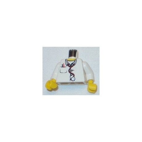 LEGO 973px496c01 Minifig Torso Hospital Lab Coat, Open Collar, Stethoscope, Pocket Pen and Thermometer Print