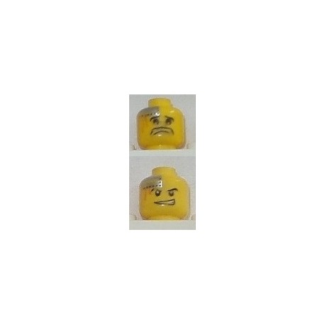 LEGO 3626bpx463 Minifig Head Dual with Metal Plate, Scars, and Determined Grin/Frightened Expression Pattern