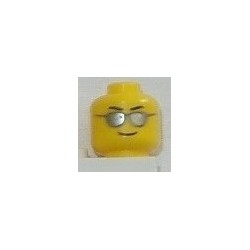 LEGO 3626cbd3103 Minifig Head, Silver Sunglasses, Eyebrows and Thin Grin Print [Hollow Stud]
