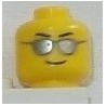 LEGO 3626cbd3103 Minifig Head, Silver Sunglasses, Eyebrows and Thin Grin Print [Hollow Stud]
