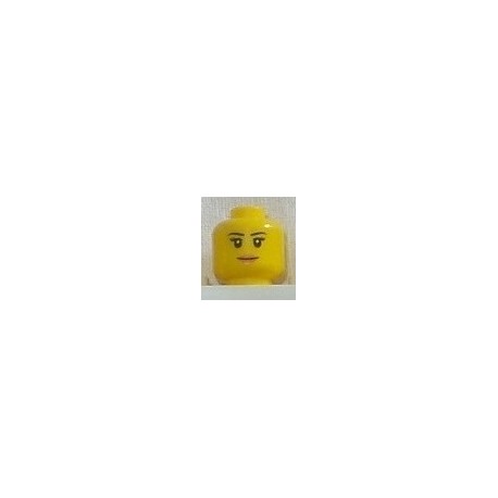 LEGO 3626cbd1211 Minifig Head, Thin Eyebrows, Eyelashes, White Pupils and Peach Lips Smile Print