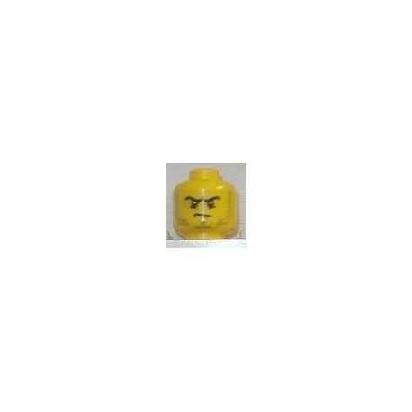 LEGO 3626cbd0894 Minifig Head Buffer / Pirate / Knight, Stubble, Eyebrows and Scowl Print [Hollow Stud]