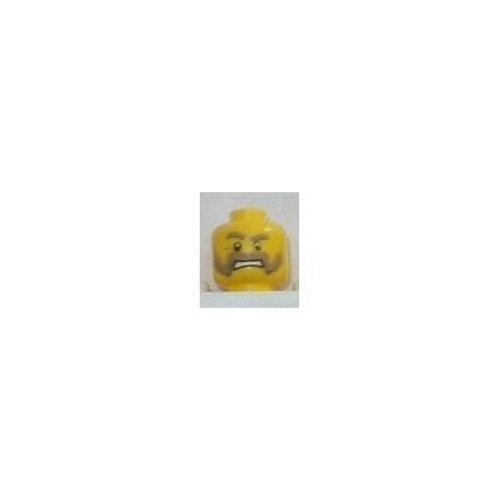 LEGO 3626cbd0639 Minifig Head Knight, Moustache Mutton Chops with Brown and Gray Sideburns, Brown and Gray Eyebrows,