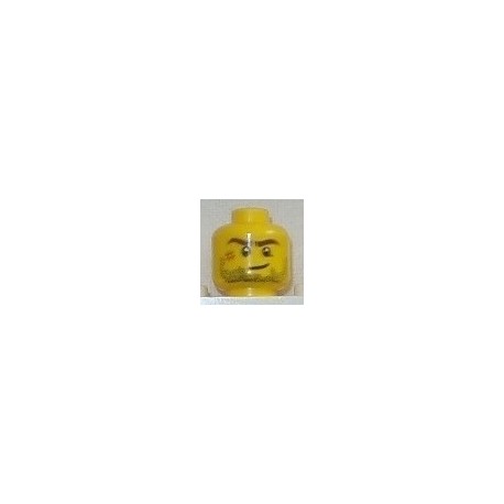 LEGO 3626cbd0495 Minifig Head, Stubble, Brown Eyebrows, Crooked Smile and Scar Print