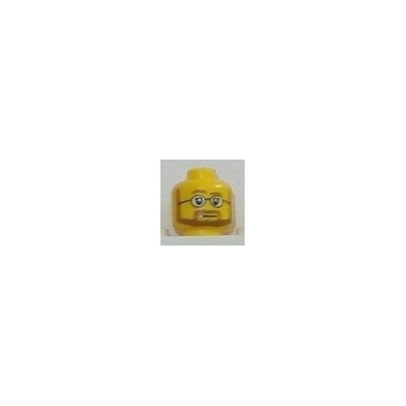 LEGO 3626cbd0267 Minifig Head with Brown Moustache, Full Beard, Eyelashes, and White Glasses Pattern