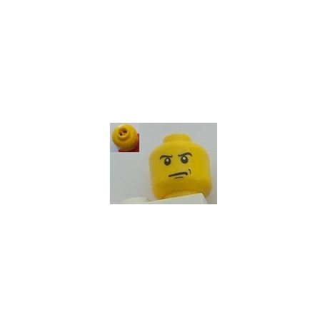 LEGO 3626bpx302 Minifig Head with Angry Eyebrows, Tense Mouth, and White Pupils Pattern