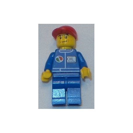 LEGO oct066 Octan - Blue Oil, Blue Legs, Red Short Bill Cap, Crooked Smile