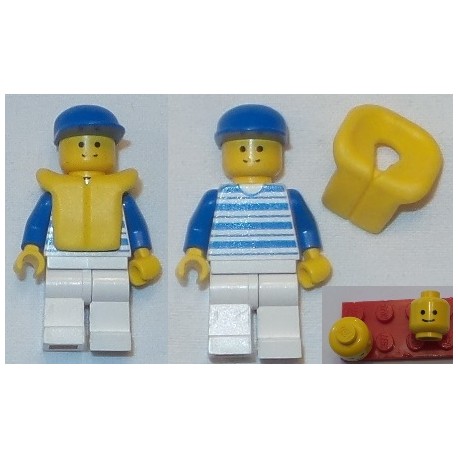 LEGO hor023 Horizontal Lines Blue - Blue Arms - White Legs, Blue Cap, Life Jacket
