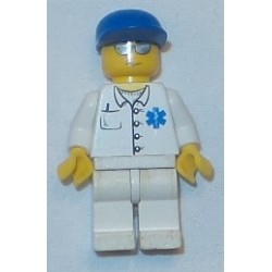 LEGO cty0017 Doctor - EMT Star of Life Button Shirt, White Legs, Blue Cap, Silver Sunglasses